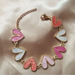 New 18K Golden Plated Alloy Heart Charm 1pc Bracelet Mixed Color Love Pendant